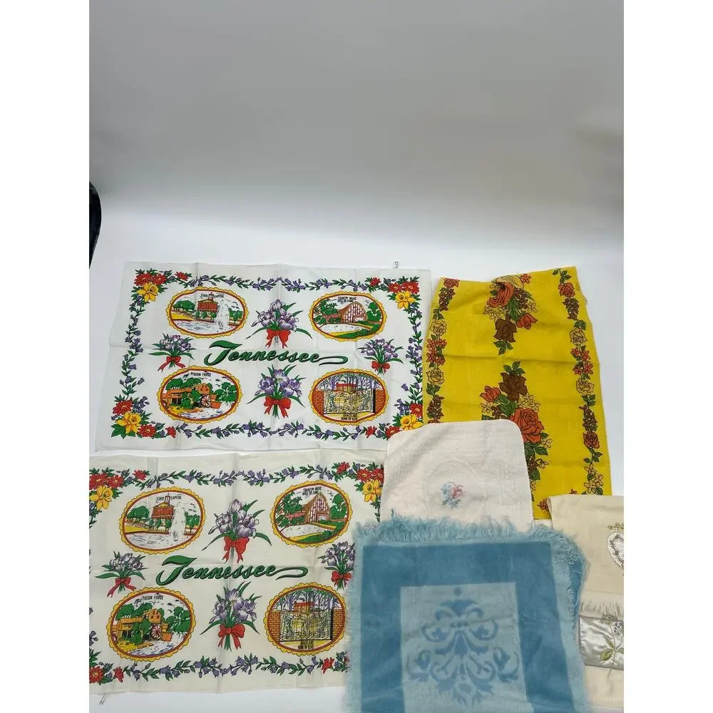 Lot of 7 Vintage Hand Towels Dish Towels Tennessee Souvenirs Fieldcrest AS IS